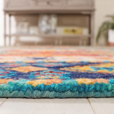 Ivory and Navy Hand-Tufted Wool Runner Rug, 2'3" x 5'