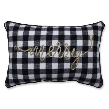 Merry Check Square Throw Pillow Black/White - Pillow Perfect