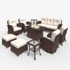 LayinSun Outdoor Patio Furniture Set, Brown Rattan Wicker Sectional Swivel Rocker Chairs Sets - 2 of 4