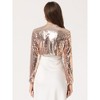 INSPIRE CHIC Women's Cropped Sequin Open Front Long Sleeve Glitter Blazer - 3 of 4