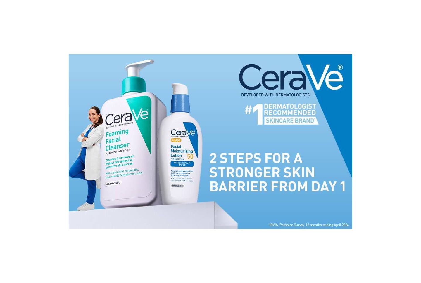 Набор CeraVe: пенка для умывания 8 fl oz и лосьон для лица AM SPF 50 3 fl oz — фото 3