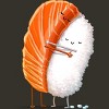 Junior's Design By Humans Sushi Hug By andremullerdko T-Shirt - 2 of 3