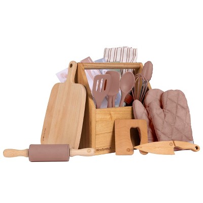 WeeSprout Little Chef Kids Cooking & Baking Set, 14 Piece Cooking Set with Real Kitchen Tools & Kids Apron, Baking Gift for Girls, Boys & Junior Chefs