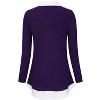Coolmee Women's Contrast Collared Shirts Long Sleeve Patchwork Work Blouse Tunics Tops - 3 of 4