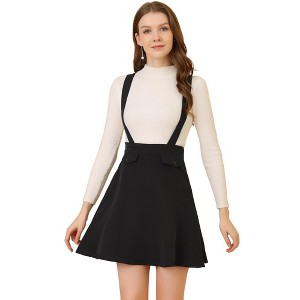 INSPIRE CHIC Women's Adjustable Straps Flared Mini Suspender Skirts - 1 of 4