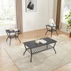 3-Piece Modern Rectangle Coffee Table Set with 2 Square End Tables and Sturdy Base for Living Room - 3 of 4