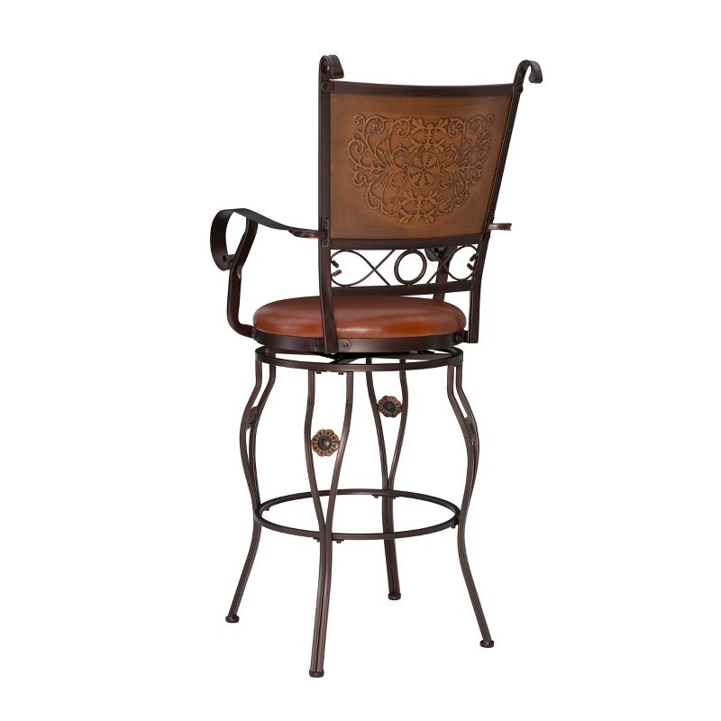 30&#34; Eli Big and Tall Faux Leather Copper Stamped Swivel Seat Barstool - Powell Company, 6 of 14