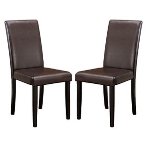 Christopher Knight Home Set of 2 Ryan Bonded Leather Dining Chair Brown : Upholstered Parson Chairs, Hardwood Frame - 1 of 4