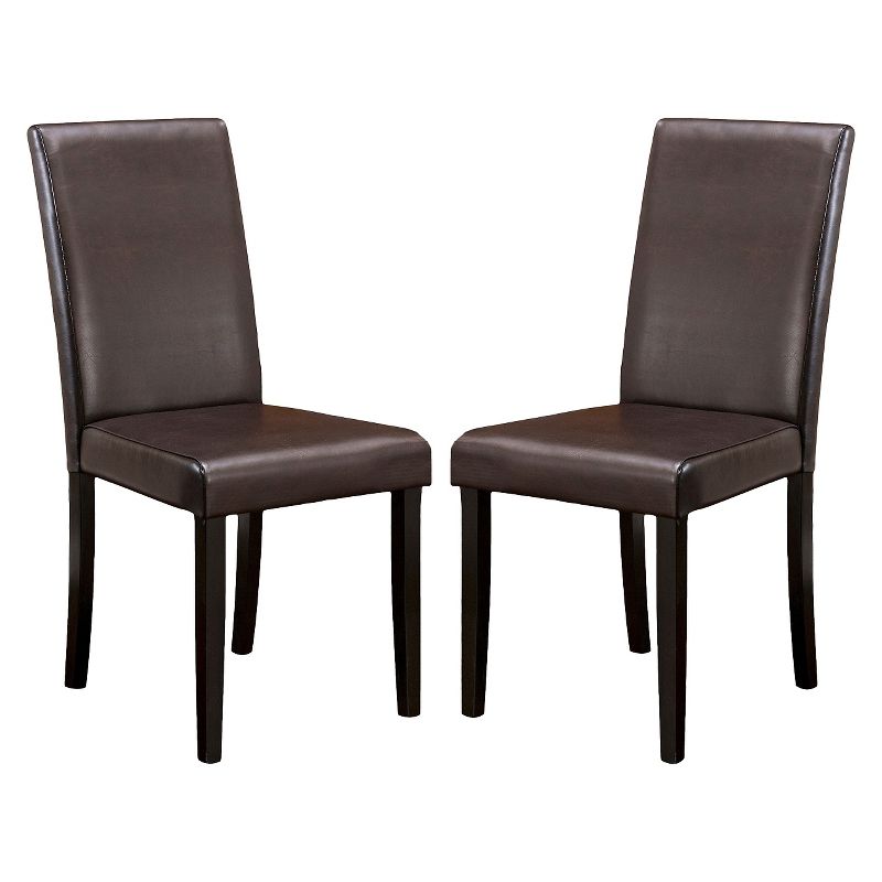 Set of 2 Ryan Bonded Leather Dining Chair Brown - Christopher Knight Home, 1 of 8