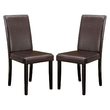 Set of 2 Ryan Bonded Leather Dining Chair Brown - Christopher Knight Home