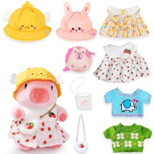 TITQWOP Cute Capybara Plush with 9 Pcs of Clothing and Accessories Super Soft Capybara Stuffed Animal Plush Toy is Suitable for Kids - 1 of 4