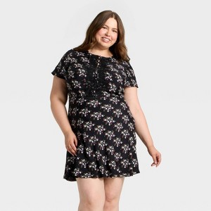 Women's Short Sleeve Mini A-Line Dress - Universal Thread™ - 1 of 3