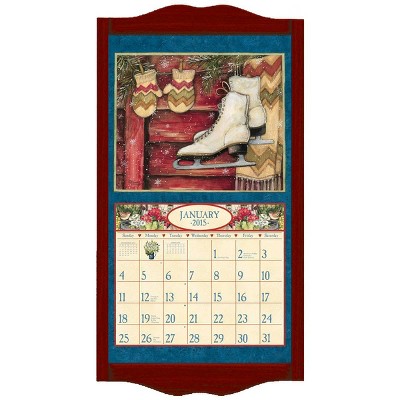 Undated Calendar Frame Pine Classic Vintage Red - Lang