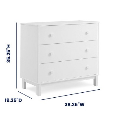 Bianca White 3-Drawer Pine Nursery Dresser