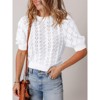 Women's Short Sleeve Round Neck Pullover Sweater - Breathable Open Knit Casual Top - 2 of 4