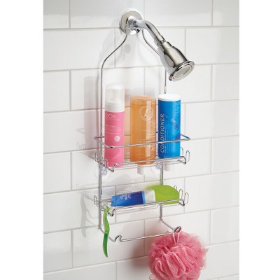 iDESIGN Milo Metal Wire Hanging Shower Caddy Baskets and Towel Bar Chrome: Steel Bathroom Storage Organizer with Rack
