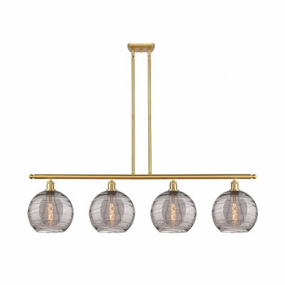 Athens Deco Swirl - 4 Light Stem Hung Island In Industrial Style-12.13 Inches Tall and 48.25 Inches Wide