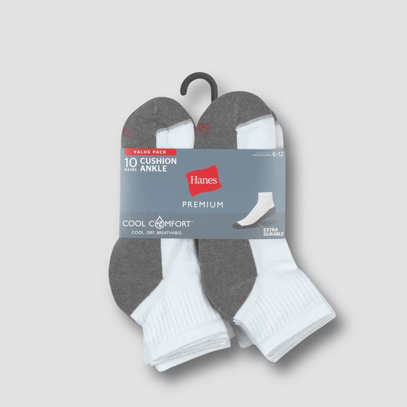 Hanes Premium Men's Cool Comfort Ankle Socks 10pk, 4 of 6