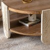 Carved Round Wooden Coffee Table with Double-Layer Storage,Solid Wood Retro End Table for Living Room or Bedroom–The Pop Home - 3 of 4