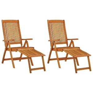 vidaXL Folding Patio Chairs with Footrests 2 pcs Solid Wood Eucalyptus - 1 of 4