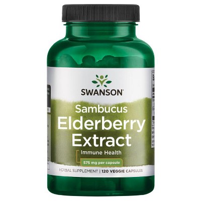 Swanson Herbal Supplements Sambucus Elderberry Extract 575 mg Capsule 120ct