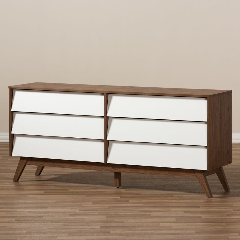 Hildon Mid-Century Modern Wood 6 Drawer Storage Dresser Brown - Baxton Studio, 6 of 9
