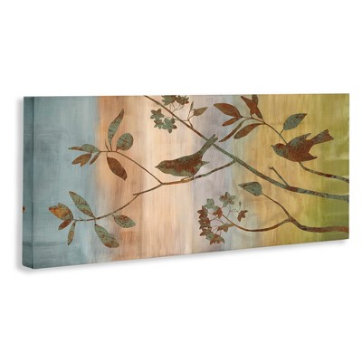 Collaged Bird Nature Silhouette Canvas Wall Art, 24" x 10"