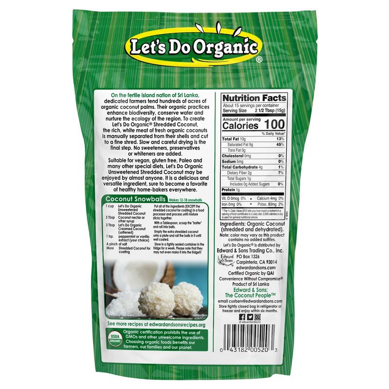 Let's Do Organic 100% Organic Shredded Coconut Unsweetened - 8oz, 3 of 8