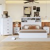 VYNXARIA White Vintage Queen Size 4-Piece Bedroom Set with Wooden Bed Frame, Nightstands, and Dresser - 2 of 4