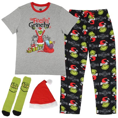 Seven Times Six Dr. Seuss The Grinch Men's Feelin Grinchy 4-Piece Lounge Sleep Gift Set