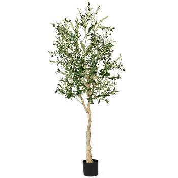 Tangkula Artificial Olive Tree 6 FT Tall Faux Olive Plants for Indoor and Outdoor