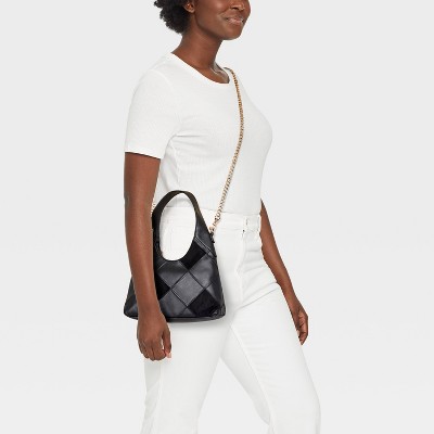 Universal Thread Square Patchwork Mini Slouchy Chain Handbag - Universal Thread™ Black — фото 2