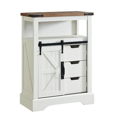 OKD Bathroom Floor Cabinets with Sliding Barn Door & 3 Drawers
