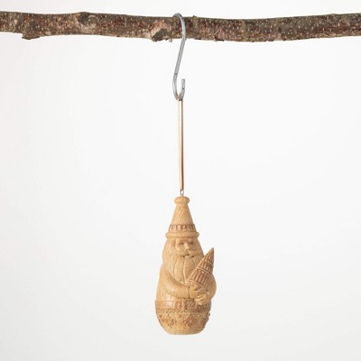 4.75"H Sullivans Scandinavian Santa Ornament  Brown Christmas Ornaments