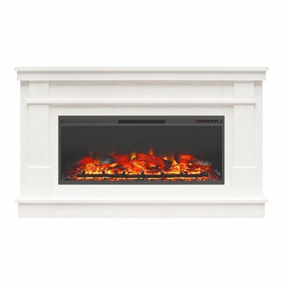 Ameriwood Home Elmcroft Wide Mantel with 43" Linear Electric Fireplace Insert