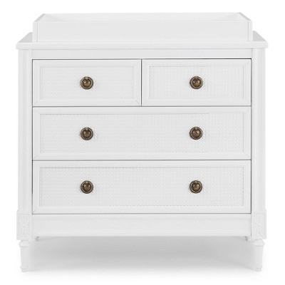 Image of Delta Children Madeline 4 Drawer Dresser with Changing Top and Interlocking Drawers - Bianca White