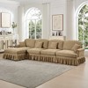 Modular L-Shaped Sectional Sofa with Flared Arms, Removable Ruffles Skirts & Movable Ottoman, Comfy Chenille Deep Seat Couch - 3 of 4