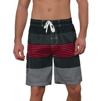 Lars Amadeus Men's Striped Printed Color Block Summer Swimming Board Shorts