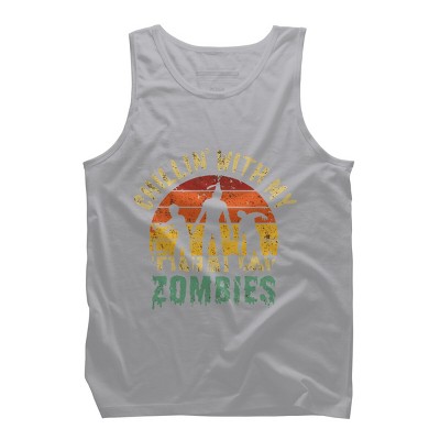 Men's Design By Humans Halloween Chillin With My Zombies Funny By Ering Tank Top
