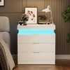 Dexmalle LED Nightstand with 3 Storage Drawers Adjustable Light Mode Remote Control - 3 of 4