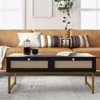 46" Rattan Coffee Table - Mid-Century Modern Design, Metal Frame, 2 Drawers for Storage, and Durable Construction - 3 of 4