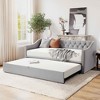 MAYEERTY Twin Size Upholstered Daybed, Pop Up Trundle, Bedroom, Beige - 3 of 4