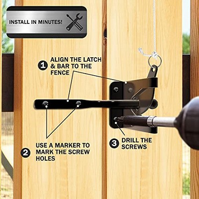 Black Steel Automatic Self-Locking Gate Latch for Wood and Metal Fences