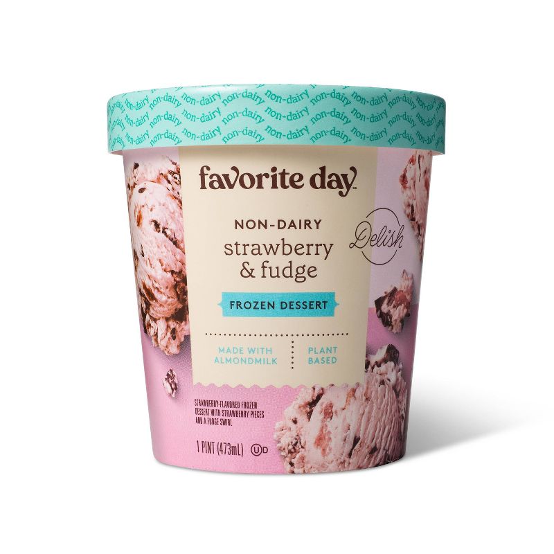Non-Dairy Plant Based Strawberry &#38; Fudge Frozen Dessert - 16oz - Favorite Day&#8482;, 1 of 10