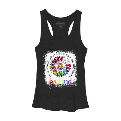 Adult Design By Humans You Can Be Anything, Be Kind Flower Pride By Avocato Racerback Tank Top