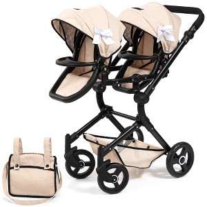 Bayer Design: Doll Pram Twin Neo - Beige & Black - Seats 2 Dolls Up to 18" - 1 of 4