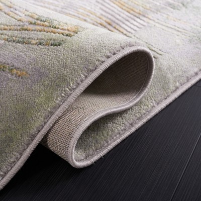 Palma Beige and Green Hand-Knotted Synthetic Area Rug