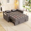 AENKYO Modern Velvet Loveseat Sleeper Sofa, Convertible Pull-Out Bed with Pillows & Side Pockets, Space Saving for Apartment - 4 of 4