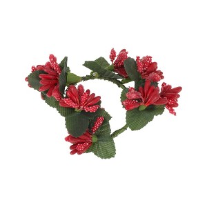 Unique Bargains Napkin Rings Garland PP Red Green 1 Pc - 1 of 3
