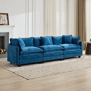 Cloud Sofa 3-Seater, Modular Sectional Couch with Chenille Fabric & High-Elastic Double-Layer Cushions â€ - 1 of 4